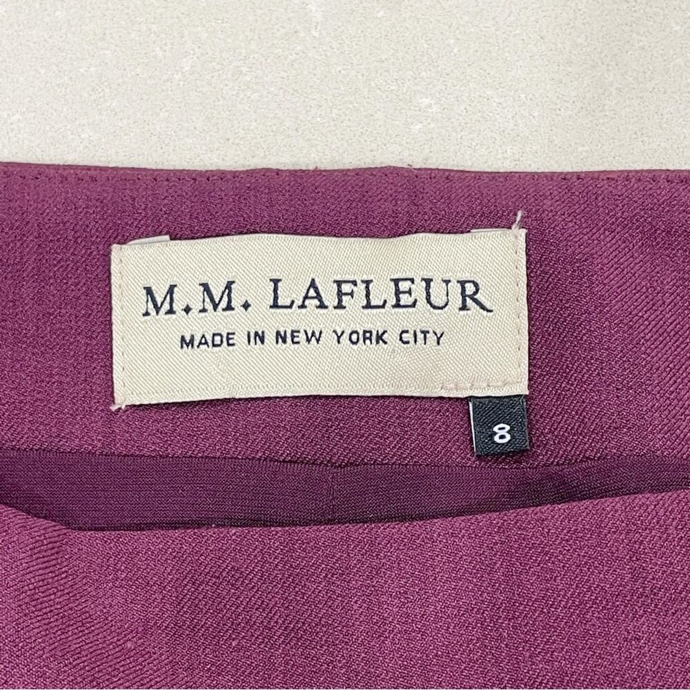 M.M. Lafleur Classic Flat Front A Line Mini Skirt Plum 8 - Picture 3 of 4